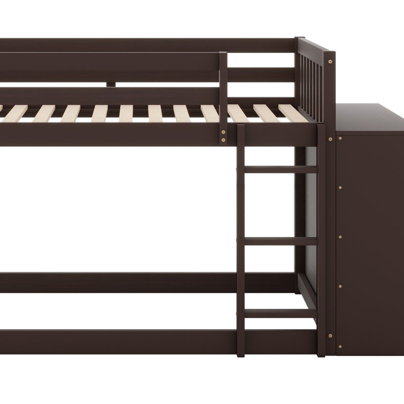 Lit superposé avec tiroirs et tablettes, Simple sur simple, Espresso