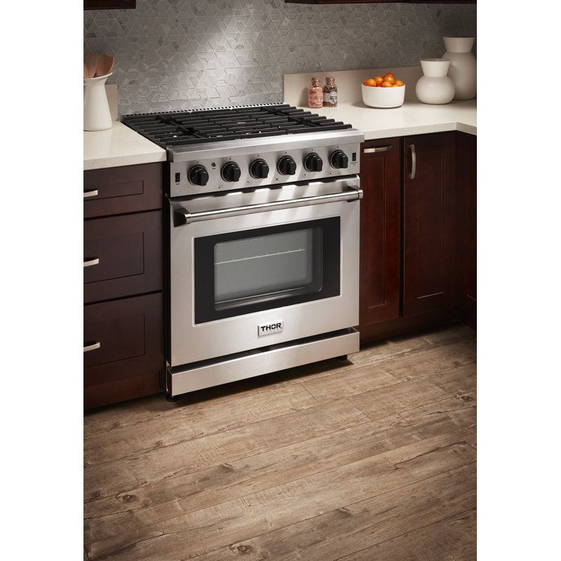 Thor Kitchen 30" 4.55 Cubic Feet Smart Liquid Propane Free Standing Range with 5 Burners