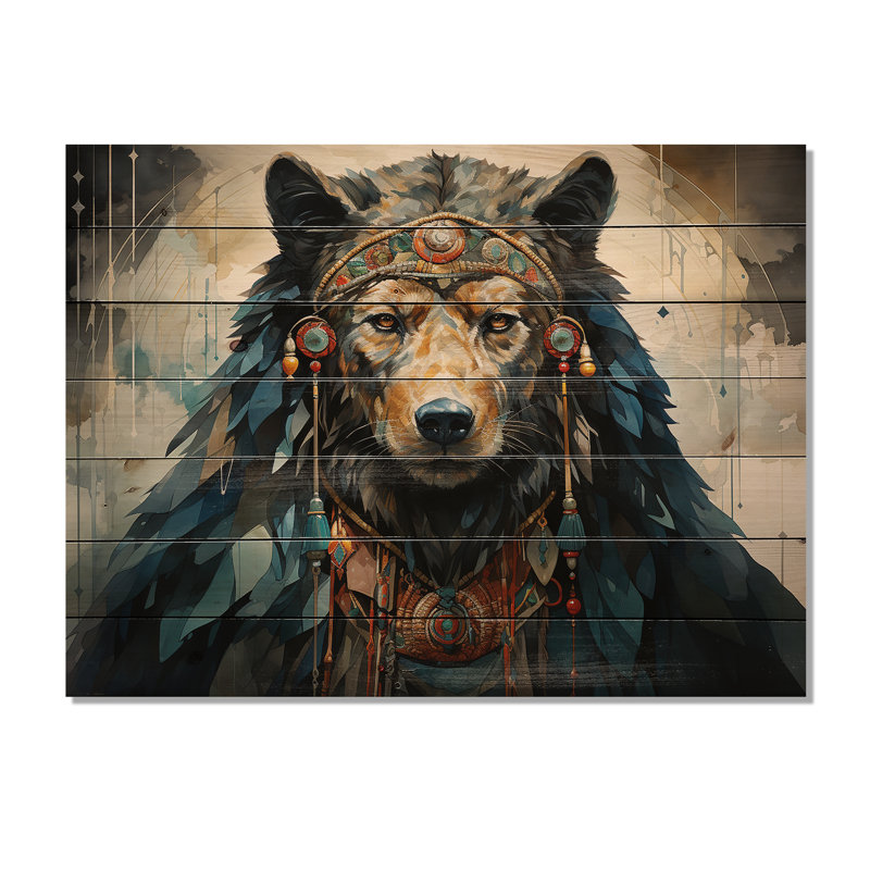 " Native Art Bear Costume ", 10" H x 20" W x 0.78" D