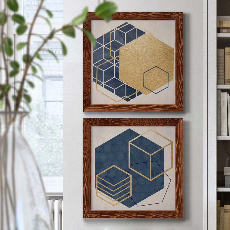 Geo I - impression de 2 pièces, Toile avec cadre érable, H 17 po x l 34 po x P 1,5 po