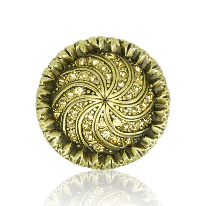 FONTAINEBLEAU KNOB; CLEAR CRYSTAL , Brass