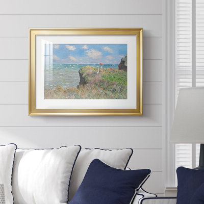 Cliff Walk at Pourville-Claude Monet-Framed Print with Mat and glass-1882