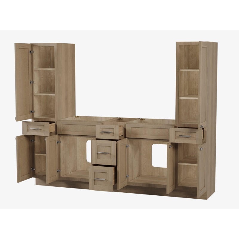 Ensemble de meuble-lavabo double 90 po Disar, Chêne naturel