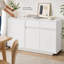 Buffet de 55 pouces, armoire de bar avec buffet, rangement à 3 portes et 2 tiroirs, armoire de cuisine pour table basse, console, rangement pour le vestibule du salon, blanc