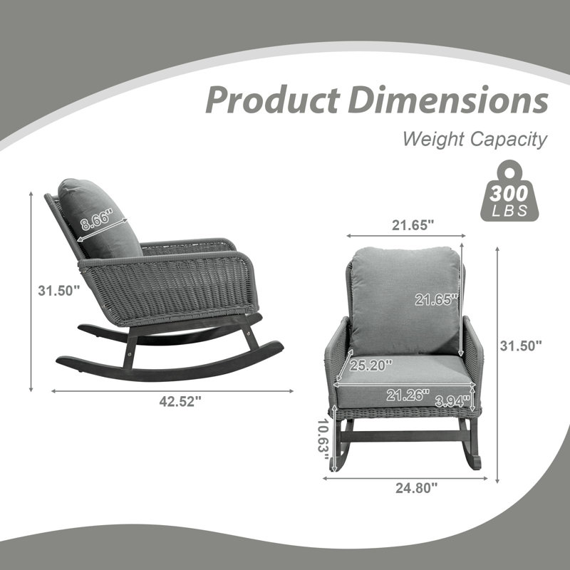 Ensemble de 2 chaises berçantes de patio, Gris