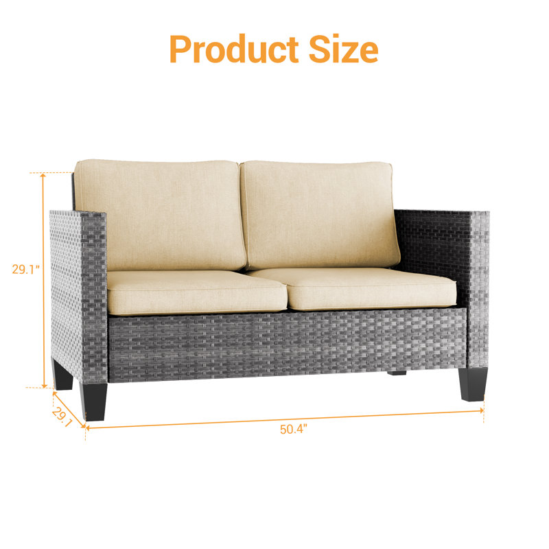 Canapé d'extérieur pour causeuse de patio, Gris, Beige
