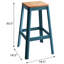 Tabouret de bar rustique avec siège naturel et pieds en métal bleu sarcelle pour la chambre à coucher-790497659
