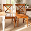 Ensemble de 2 chaises de salle à manger Umey, dossier en X, bois de chêne brun foncé-122359322