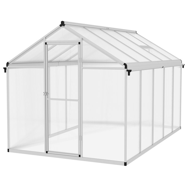 Bryent Polycarbonate Greenhouse with Rain Gutters, Large Walk-In, 195cm H x 305cm W x 192cm D