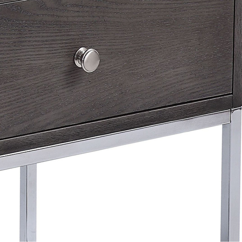 Table de bout avec rangement en chêne gris et chrome Ny Stockholm