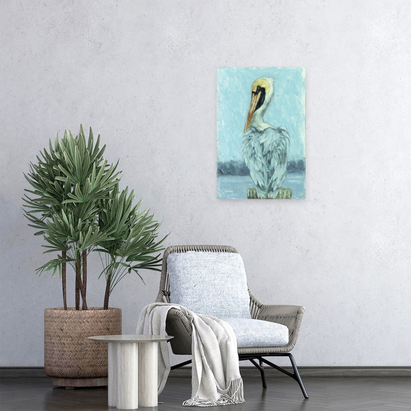 By The Bay Vintage Bird Pelican Coastal Nature Wall Art Print 1 Piece Wrapped Canvas Wall Art, 60.96cm H x 40.64cm W