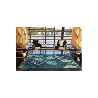 Tapis décoratif lavable à motif Blue Rose