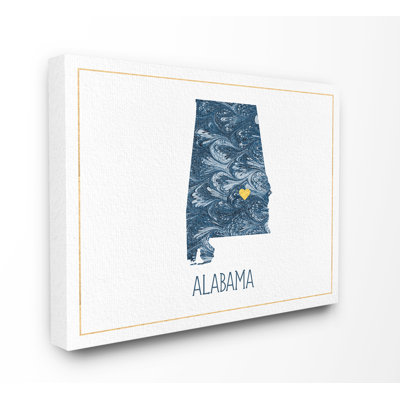 «alabama "minimaling marbréed blue paper silhouette" par daphné polselli, impression