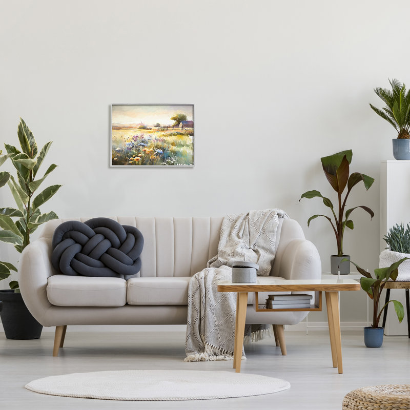 «Wildflower Farm Field» encadré sur bois par Ramona Murdock, Estampe numérique Farmhouse, H 16 po x l 20 po x P 1,5 po