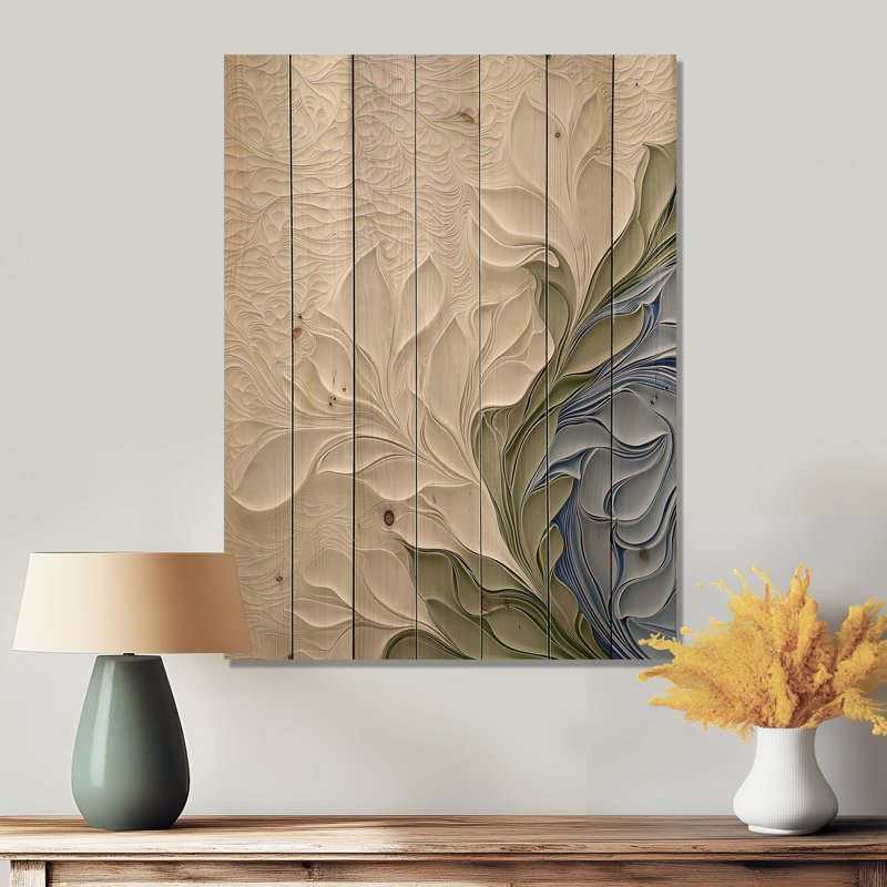 Fleurs océaniques abstraites, impression sur bois bleu moderne sur bois de pin naturel, H 20 po x l 10 po x P 0,78 po