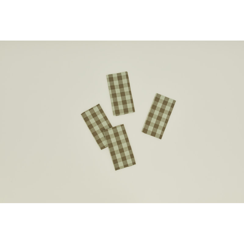 Essential Gingham Dinner Napkins, Sage/Olive