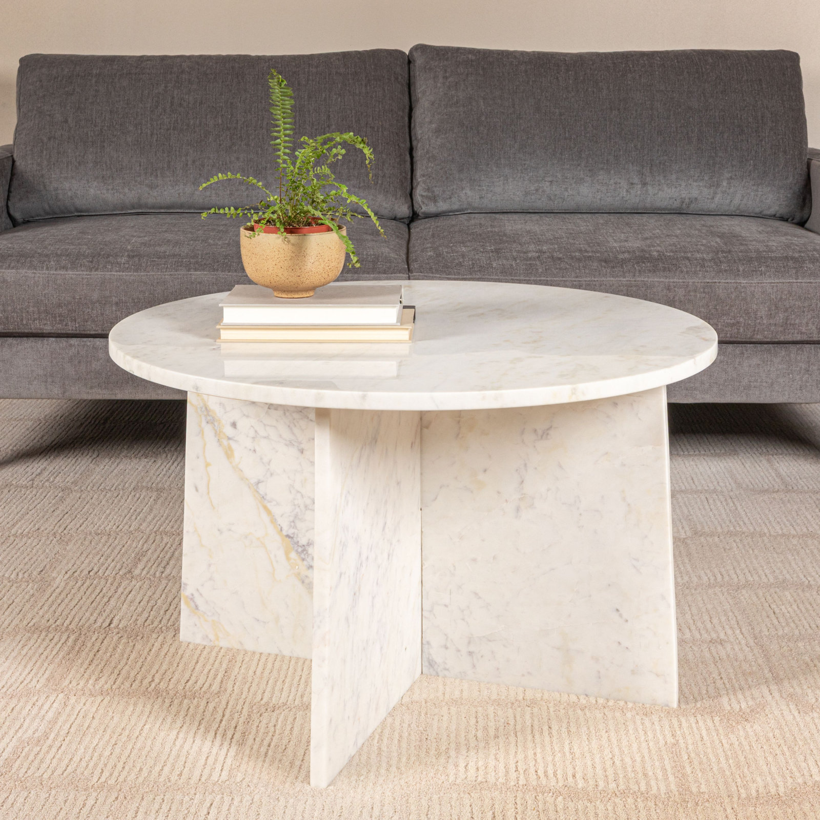 Remy 30" Genuine Marble Coffee Table, 18" H x 30" W x 30" D
