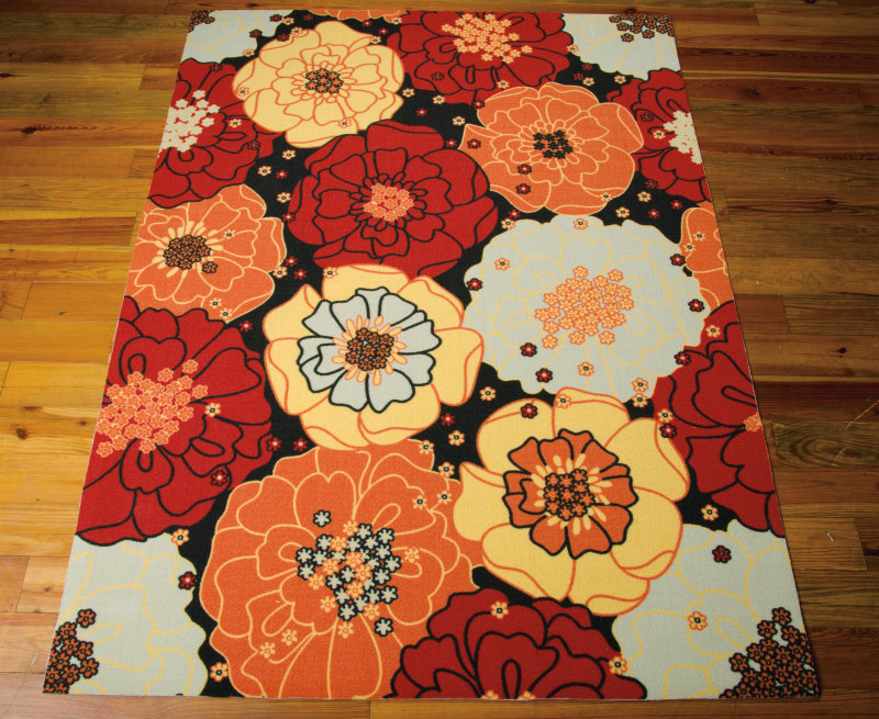 Tapis rouge à motif floral Bertran, Rectangle 10 pi x 13 pi