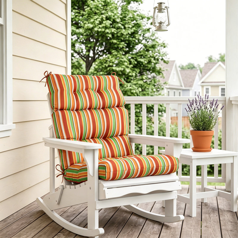 Indoor/Outdoor Seat/Back Cushion, Orange Stripe