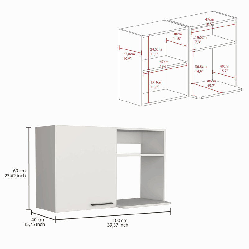 Armoire de cuisine murale finition bois, Blanc