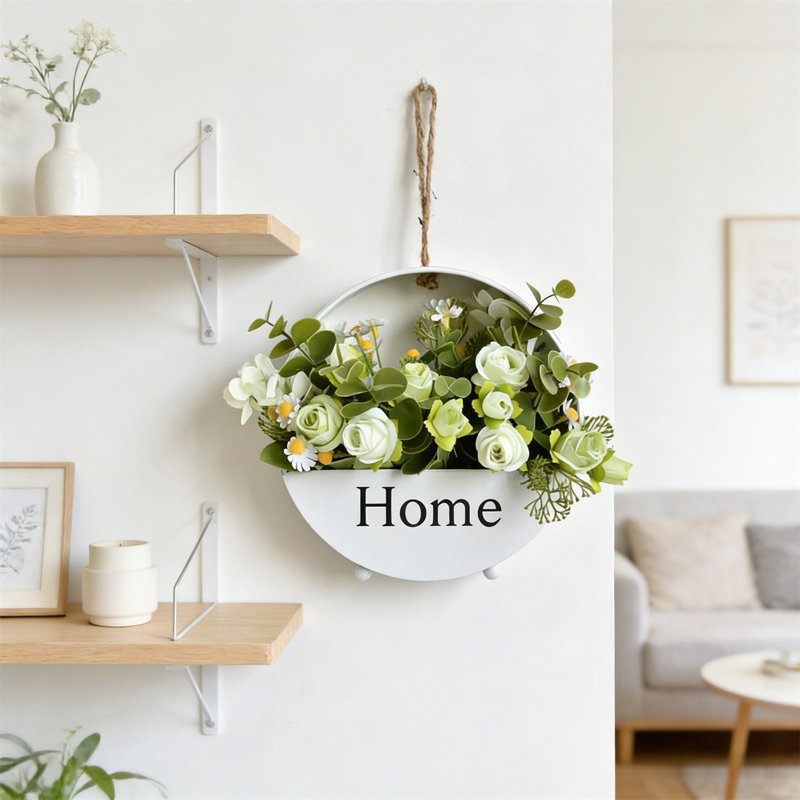 Couronne de linteau artificielle à fleurs séchées