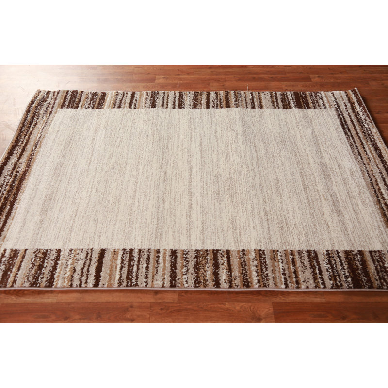 Striped Ivory Transitional Oriental Rug 4x6