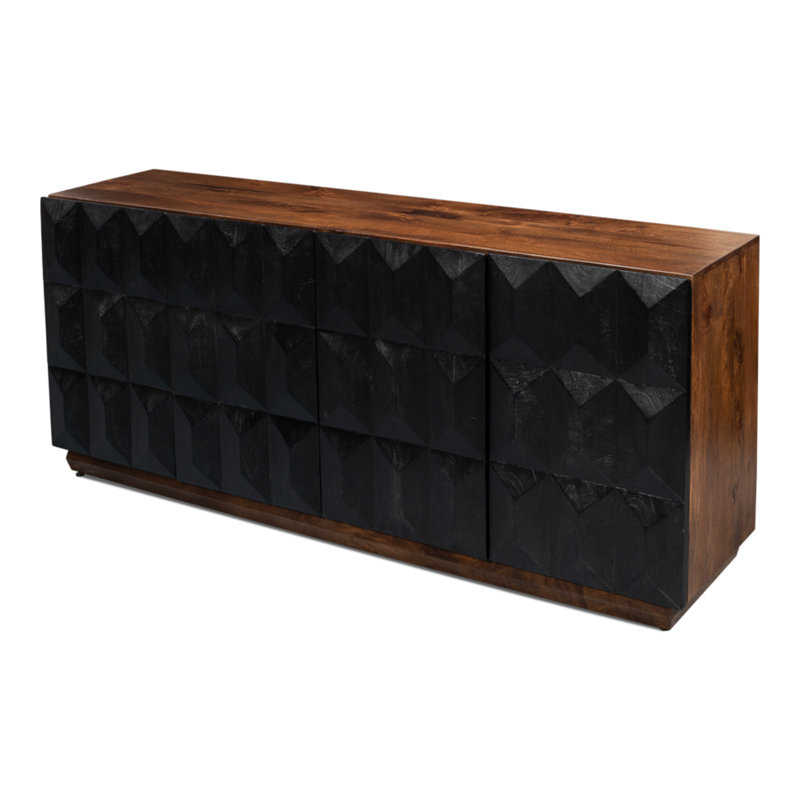Megan 81'' Black and Brown Solid Wood Sideboard