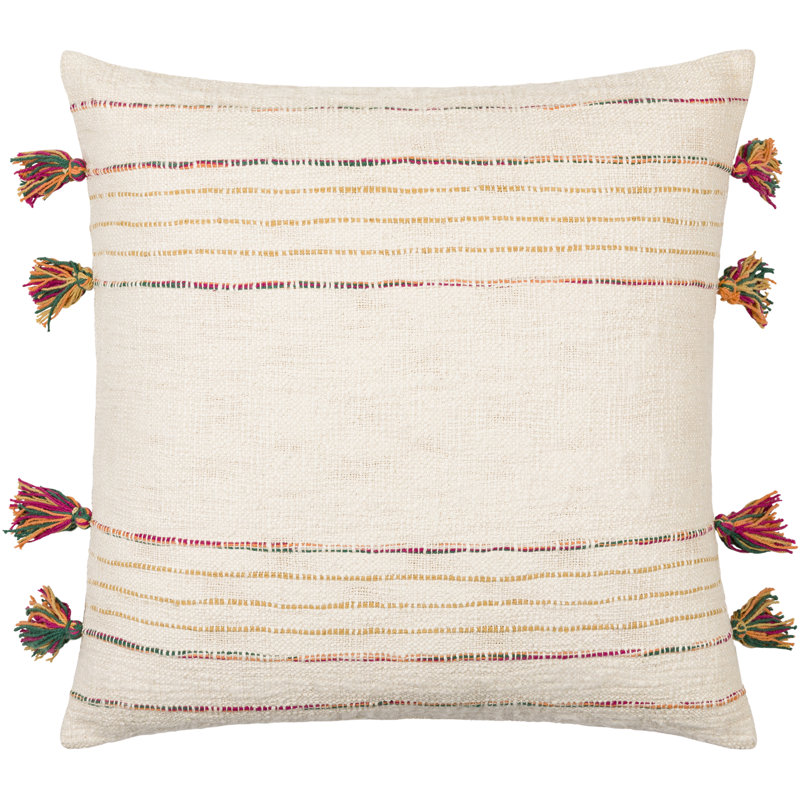 Newburgh Tassels Cotton Throw Pillow, Polyester/Polyfill, 22" x 22"