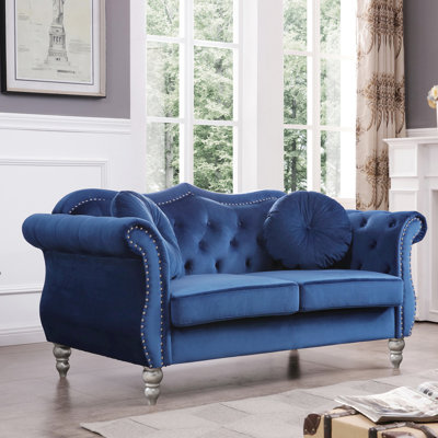 Transitional Navy Blue Loveseat