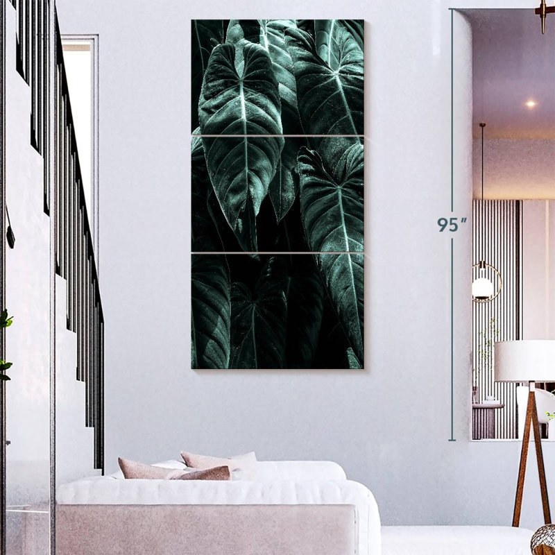Feuilles de jungle vertes, H 80 po x l 39 po