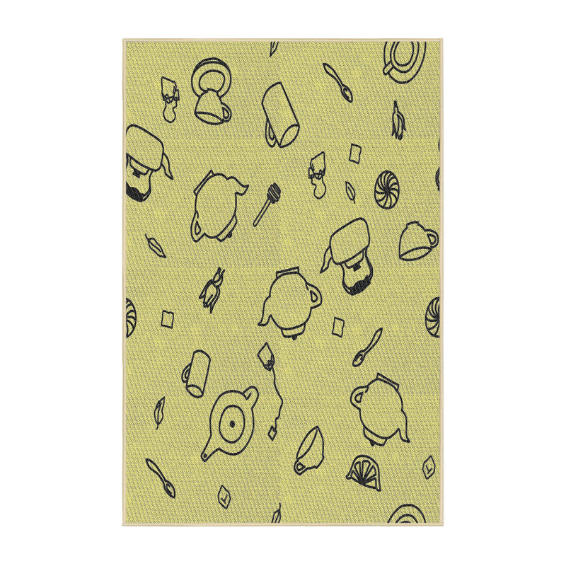Tapis de zone jaune à motif, Rectangle 4 pi x 6 pi