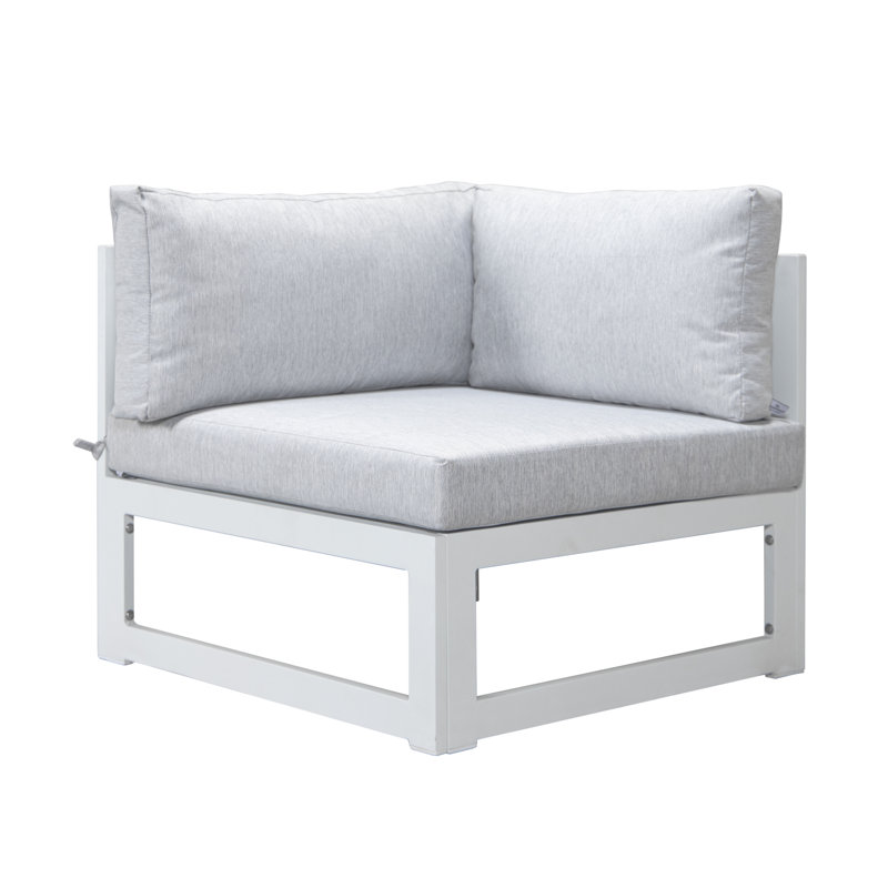 Chaise longue d'extérieur en aluminium avec coussins, Gris clair, Blanc