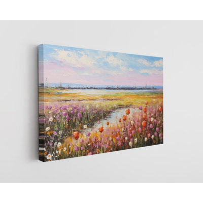 Oil Painting of Flower Fields Canvas Print, Modern Wall Art Decor for Home & Office