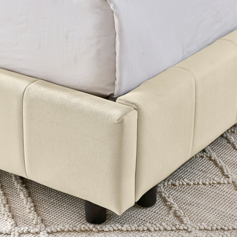 Lit de jour en velours rembourré - Pleine grandeur avec pour une chambre à coucher et un salon fascinants, Beige