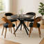47.2-inch Round Wooden Dining Table with 4 Upholstered Chairs Set (Seats 4-6), Mid-Century Style Dining Table, Base-Style Dining Table Set Suitable for Kitchens and Dining Rooms-926239717-926239736