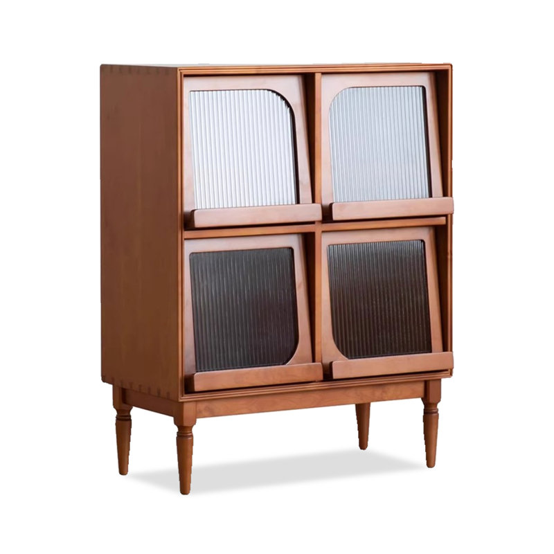 Brown Solid + Manufactured Wood + Glass Display Cases