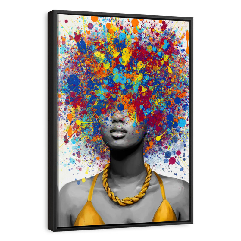 Afro Pop II, Cadre flottant noir, 21 po x 31 po