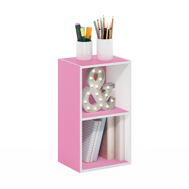 Heintje 2-Tier Open Shelf Bookcase, Pink/White