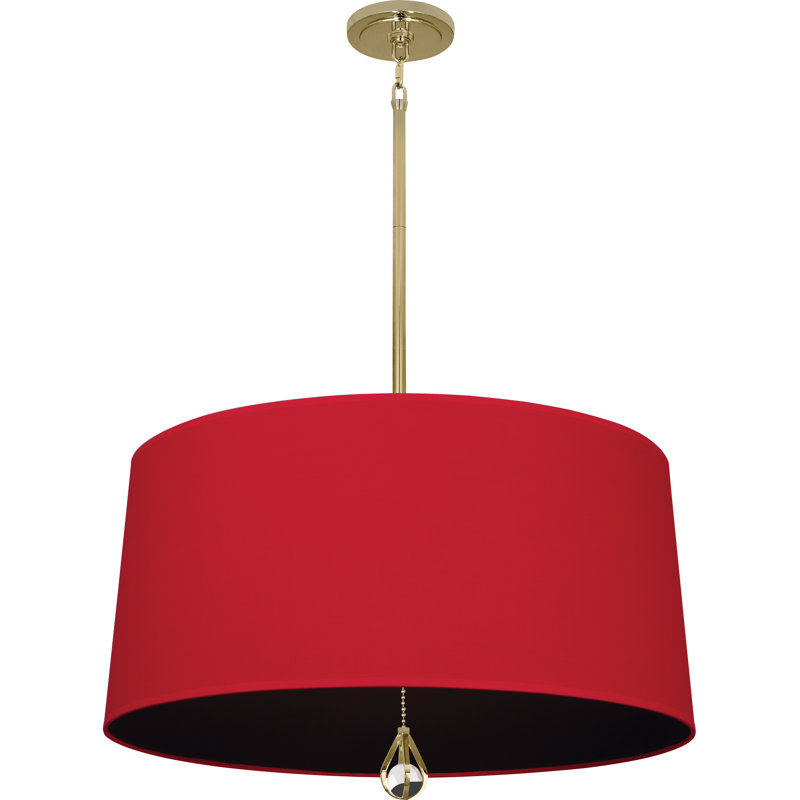 Polished Nickel 25.5" Modern Drum Pendant with Crystal Finial