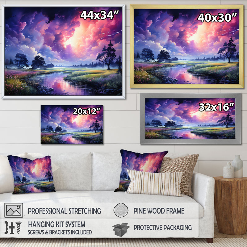«Storm Dancing Rainbows I» sur toile, H 24 po x l 32 po x P 1 po, Cadre naturel flottant
