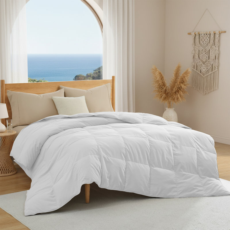 Édredon léger en duvet synthétique et plumes, Grand lit, Blanc