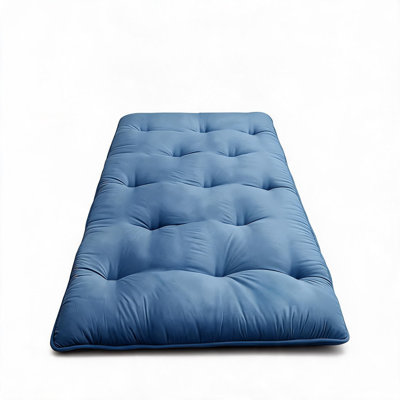 Twin Size Foldable Japanese Floor Futon Mattress 80"x39", 4 Inch Thick Roll-Up Water Resistant Tatami Sleeping Mat, Portable High-Density Foam Lounger for Home, Camping & Travel, Navy Blue