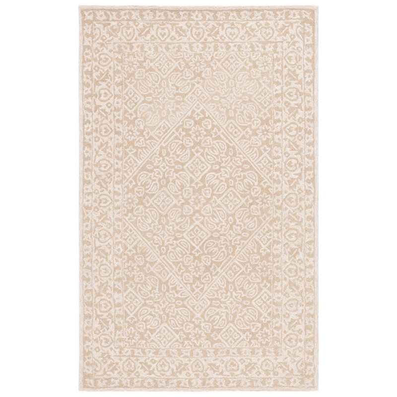 Dip Dye Hand Tufted Wool/Cotton Oriental Rug in Beige/Ivory, Rectangle 5' x 8'