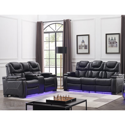 Akhilesh 2 - Piece Leather Living Room Set