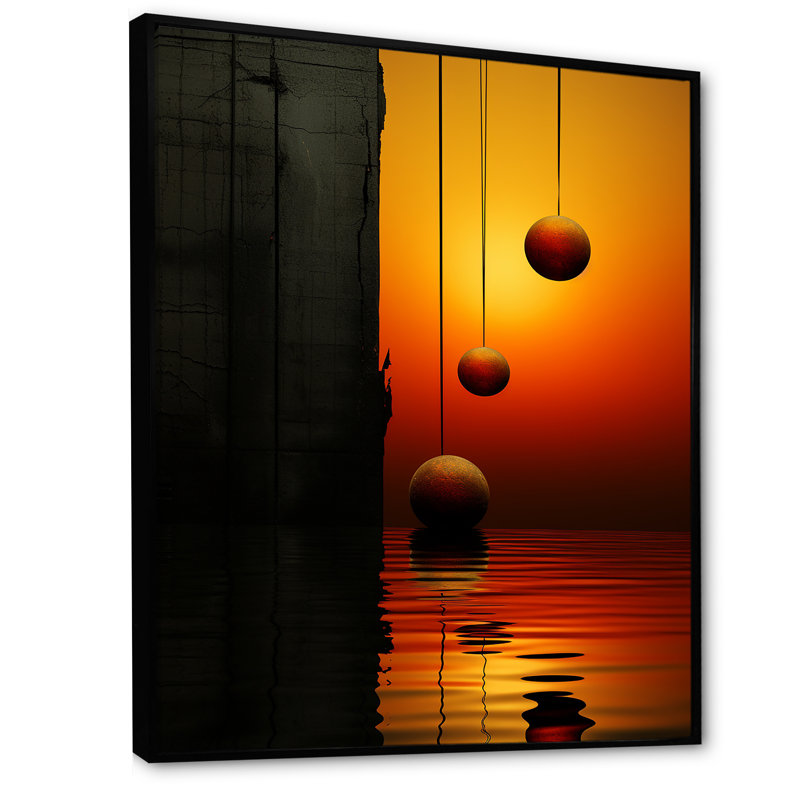 " Minimalist Pumpkin Paths Power Lines ", Black Floater Framed, 40" H x 30" W x 1.5" D