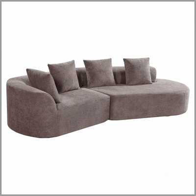 116" Modern Curved Sectional Sofa with High-Density Fully Compressed Sponge and Chaise Lounge, 2-Piece Set, Fully Assembled Right Hand Facing, Perfect for Living Room, Lounge