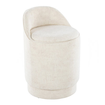 Tabouret de coiffeuse 18 "avec pivot en tissu crème