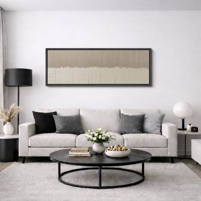Minimalist Neutral Vertical Line Abstract Modern Wall Decor Extra Large Pictures Framed Canvas Print Wall Art