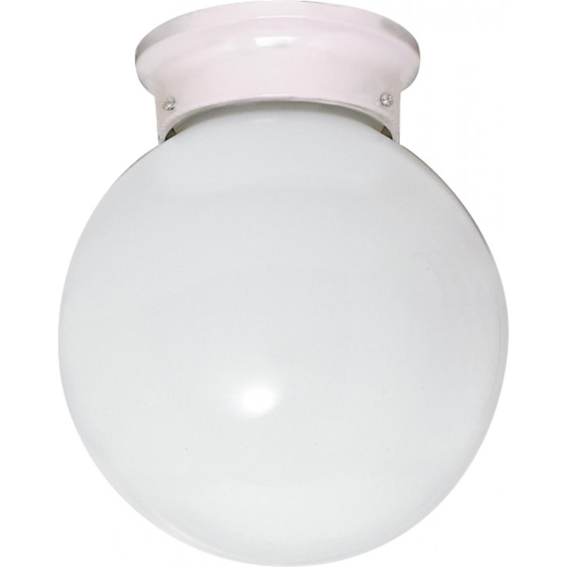 Plafonnier encastré simple à 1 lumière Barrientos, Blanc, H 7,25 po x l 6 po x p 6,75 po