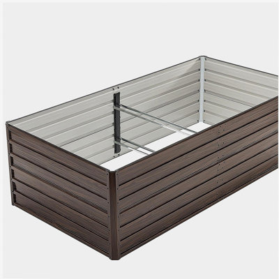 Esthétique du grain du bois et résistance du métal: ensemble de jardin surélevé galvanisé 8 x 4 x 2 pi - grande boîte à fleurs d'extérieur pour légumes, fruits et herbes